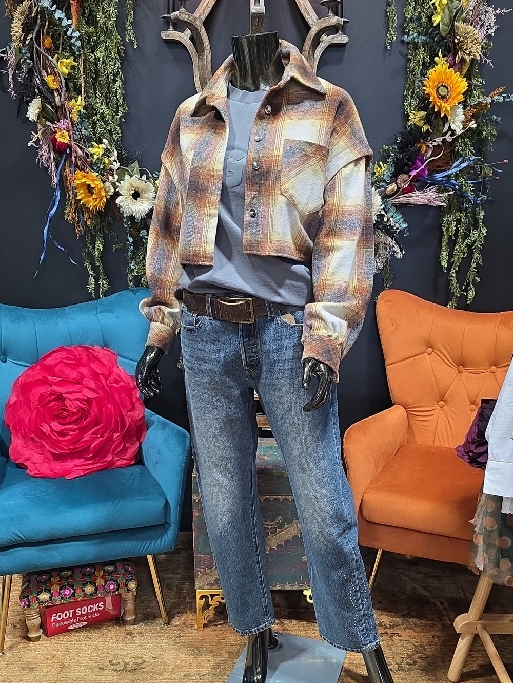 Levi's Classic 501 Blue Denim Jeans with Rhinestone leg detail